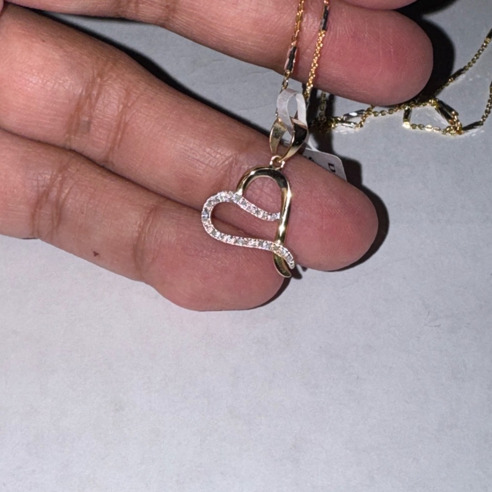 14K Gold Vermeil Diamond Heart Pendant | Genuine SI Diamond Perfect Gift for Her